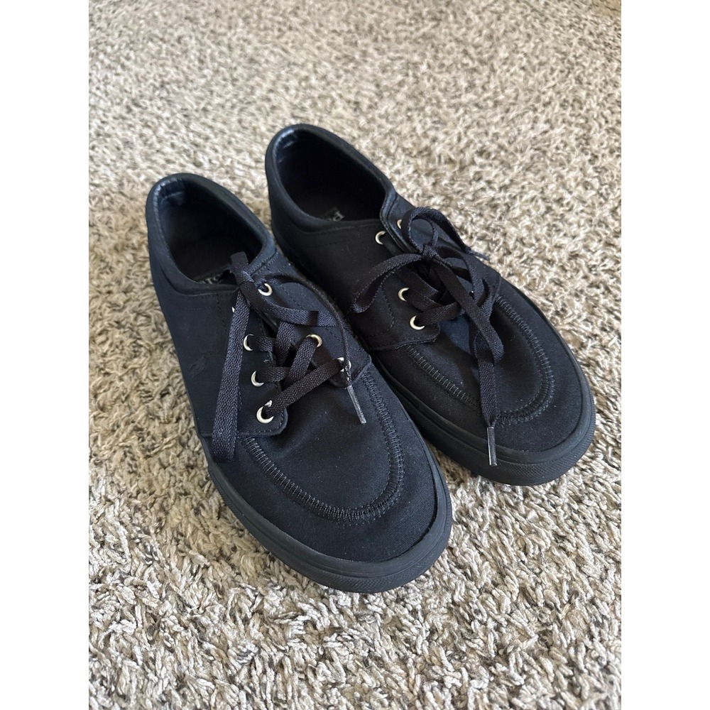 Polo Ralph Lauren Men's Faxon X Low-Top Black Canvas Sneakers Size 10.5